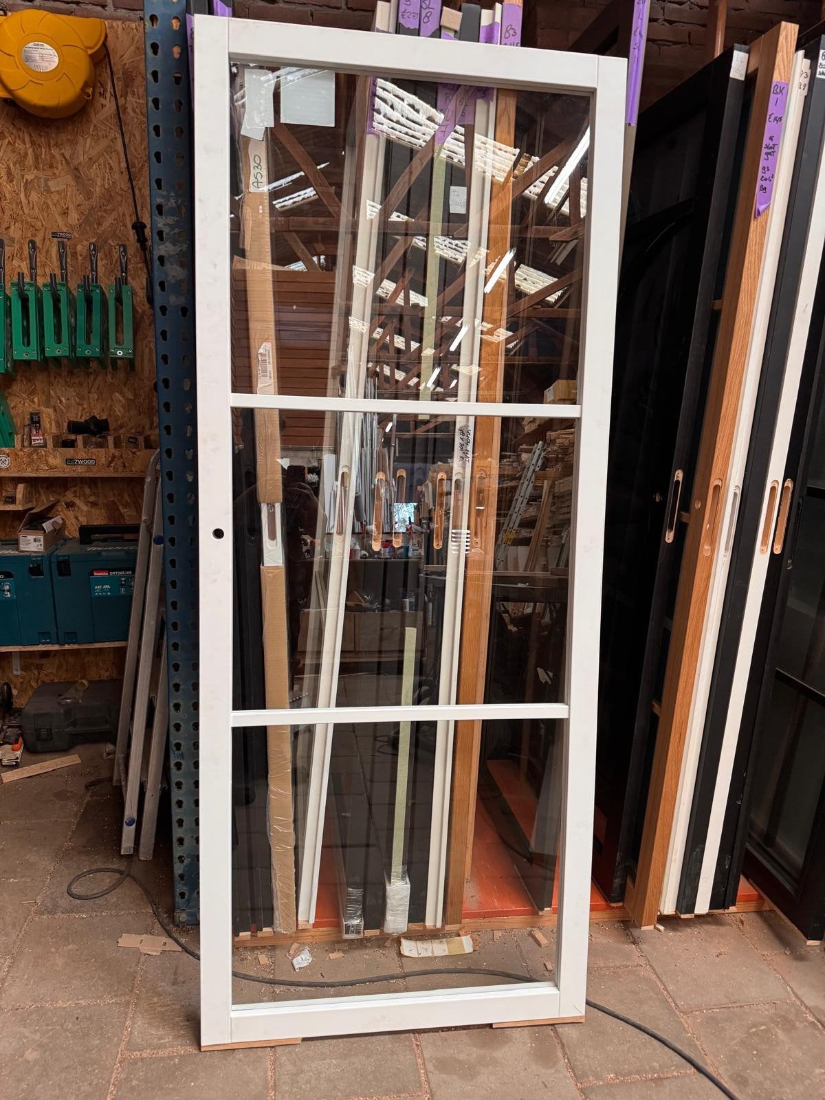 83x198cm binnendeur stomp links staallook wit SL10, Ophalen, Binnendeur, Nieuw, Glas