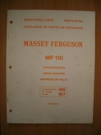 Onderdelenboek strohakselaar MF 116, Boeken, Ophalen of Verzenden, Gelezen, Tractor en Landbouw