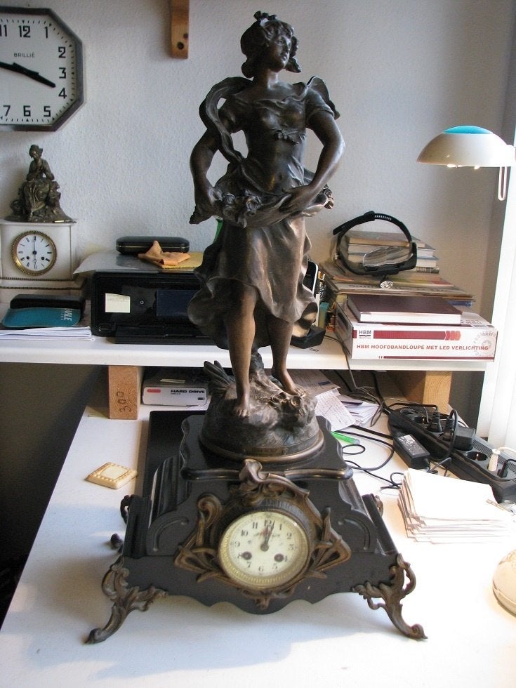 Oude Franse Pendule met Beeld., Antiek en Kunst, Ophalen of Verzenden