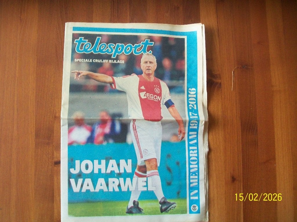 Johan Vaarwel ( Telesport) - speciale Cruijff bijlage, Verzenden, Gebruikt, Ajax, Boek of Tijdschrift
