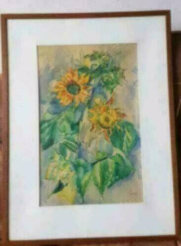 Aquarel Henk v d Idsert zonnebloem 2e gen. Bergense school, Antiek en Kunst, Ophalen