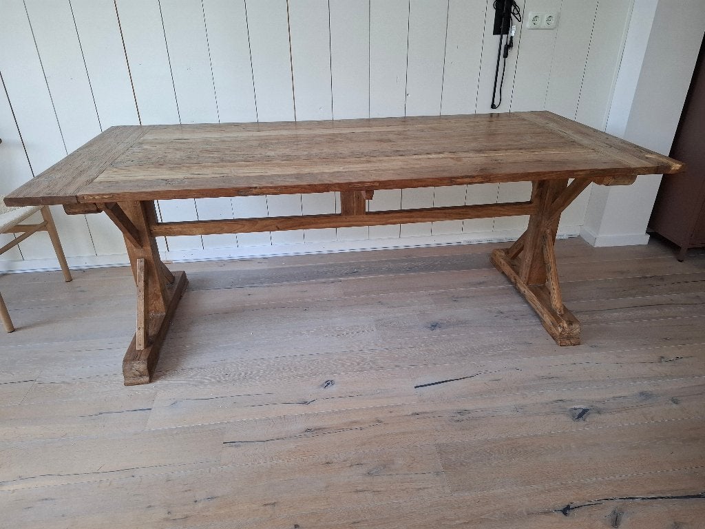Teakhouten eettafel, Ophalen, Teakhout, 200 cm of meer, 50 tot 100 cm