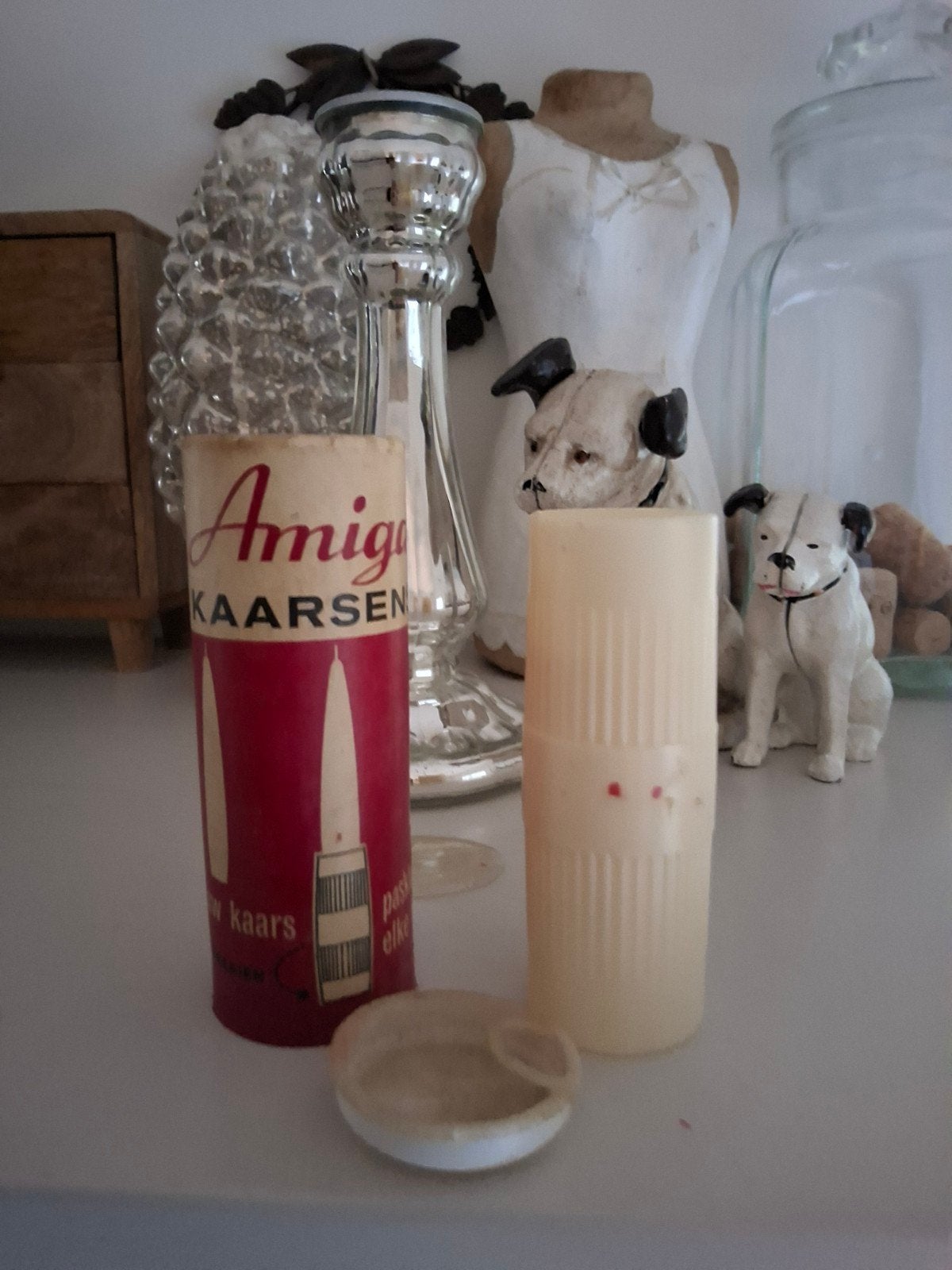 Vintage Amiga Kaarsenhouder en Kaarsen, Ophalen of Verzenden, Overige materialen
