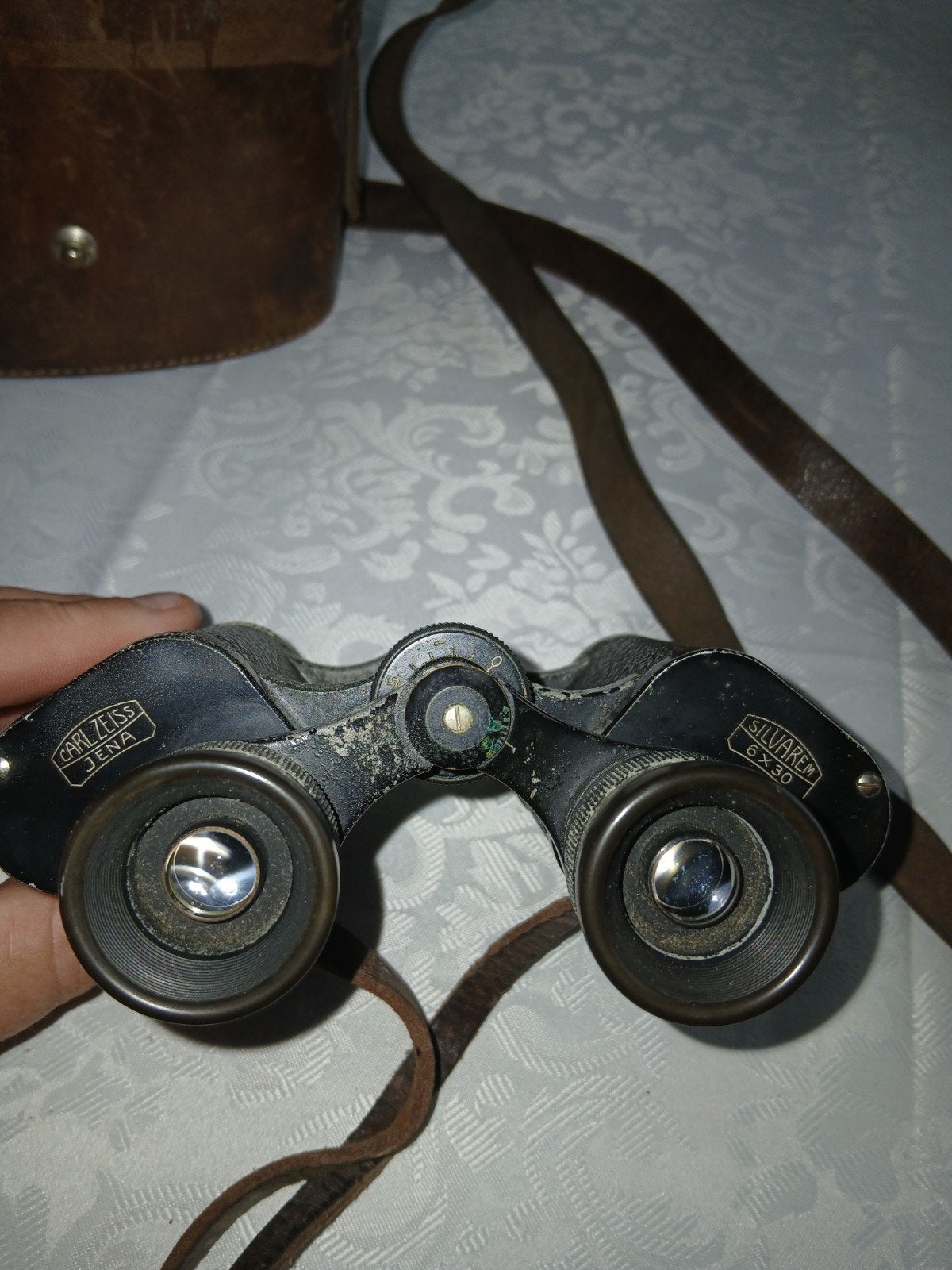 Antieke Carl Zeiss Jena Silvarem 6x30 Verrekijker met hoes, Gebruikt, Minder dan 8x, Met hoes of tas, Porro (met knik)