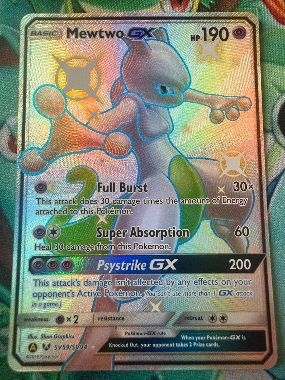 Mewtwo GX SV59/SV94 print error, Ophalen of Verzenden, Zo goed als nieuw