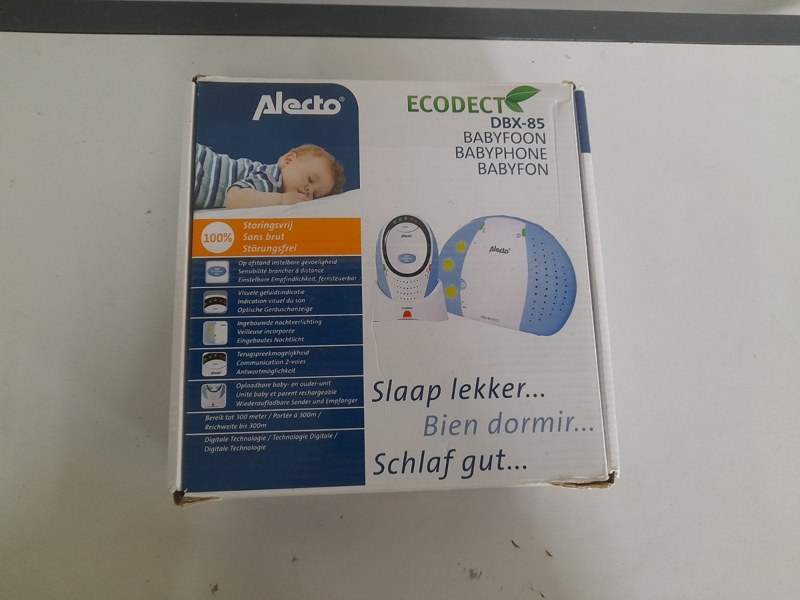 Alecto DBX-85 ECO babyfoon, Ophalen of Verzenden, Gebruikt, 250 meter of meer, Terugspreekfunctie