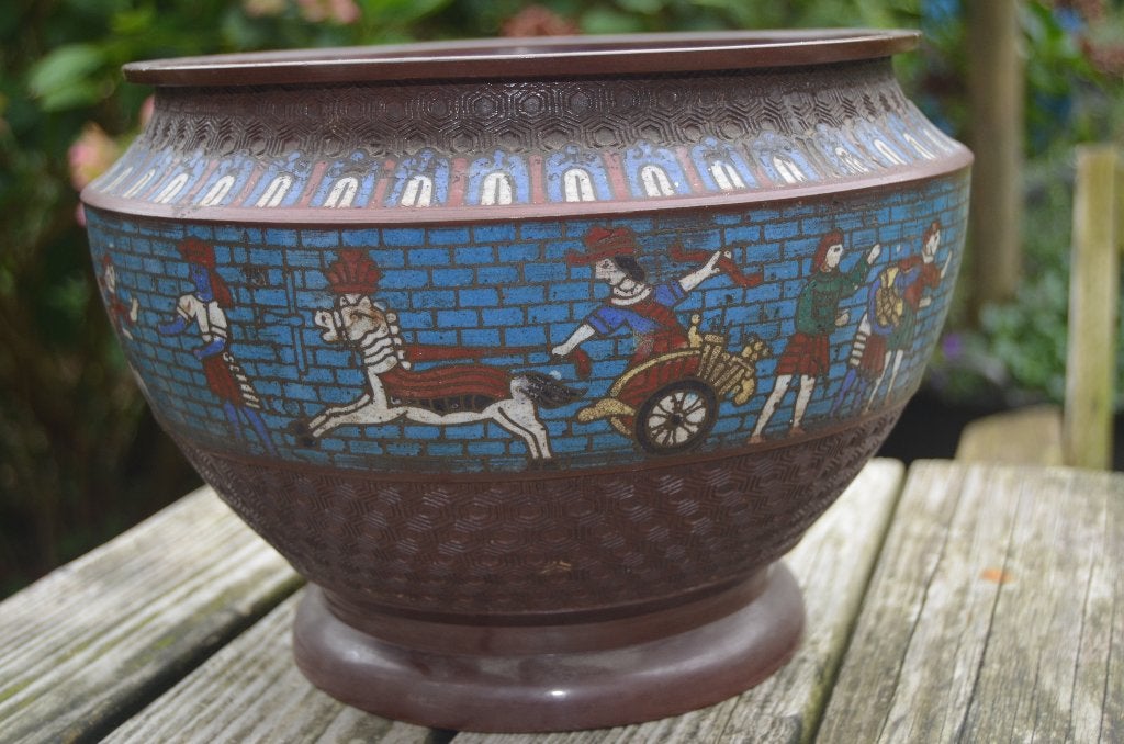 Chinese champlevé cachepot vroeg 20e eeuw., 19 cm, Overige typen, Ophalen of Verzenden, China