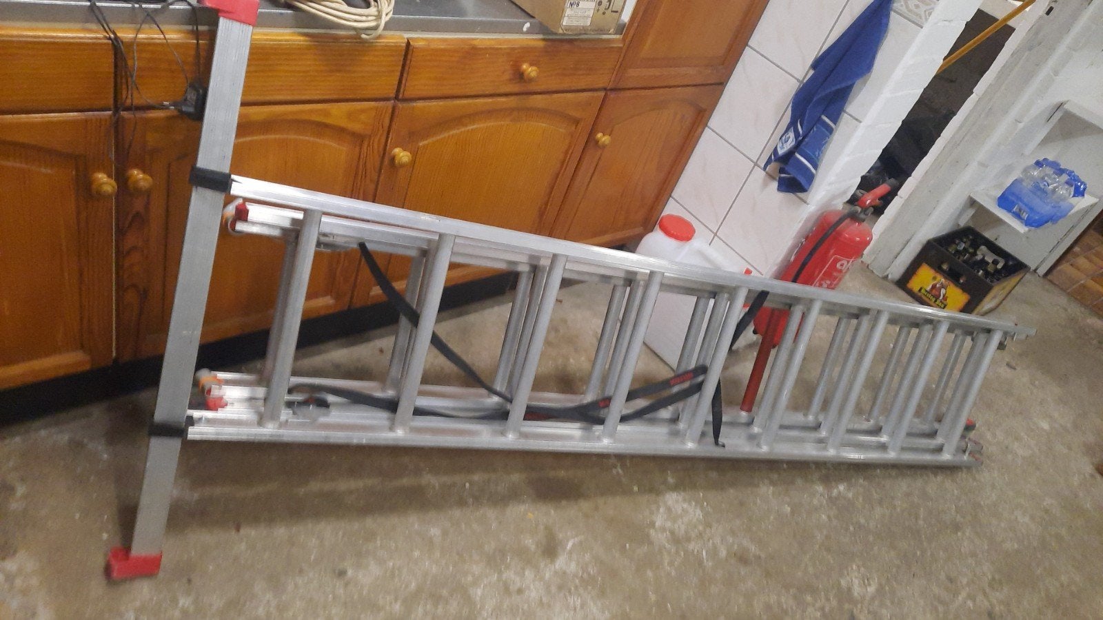 Altrex ladder - 3x9 tredes, Ophalen, Zo goed als nieuw, Ladder, Opvouwbaar of Inschuifbaar