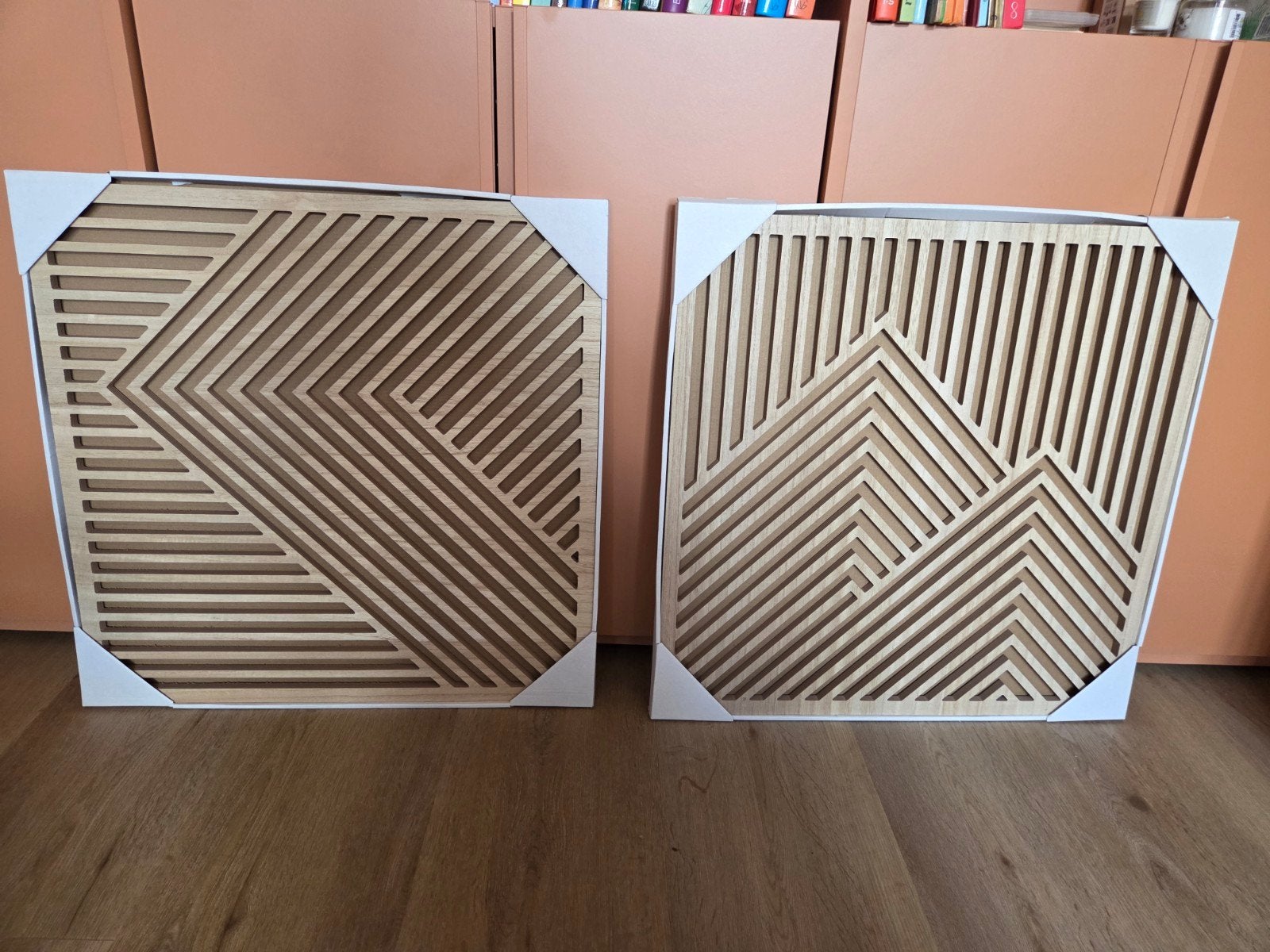 Set van 2 houten wanddecoraties, Ophalen, Hout, Nieuw, Bruin