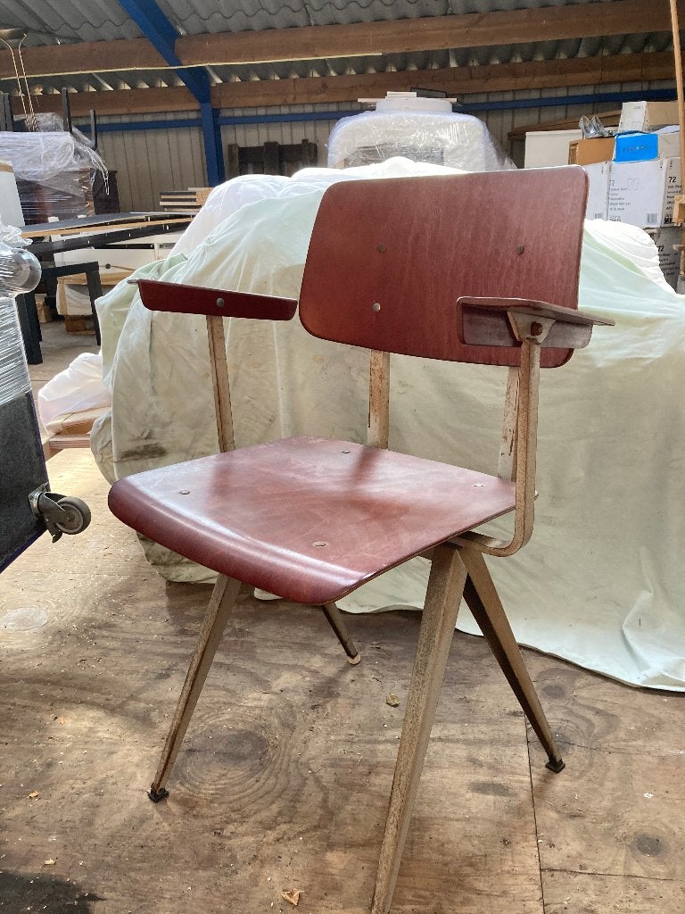 Retro schoolstoel Galvanitas, Ophalen, Bruin, Retro model s16, Vijf, Zes of meer stoelen