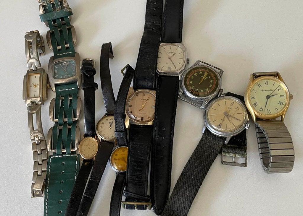 Partijtje Horloges waaronder Opwind. Geen vraagprijs, bieden, Overige merken, Staal, Gebruikt, Polshorloge