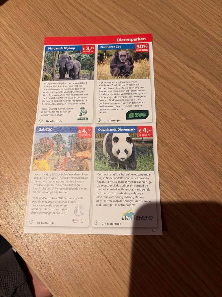 Dierenparken korting, Tickets en Kaartjes, Kortingen en Cadeaubonnen, Drie personen of meer, Kortingsbon