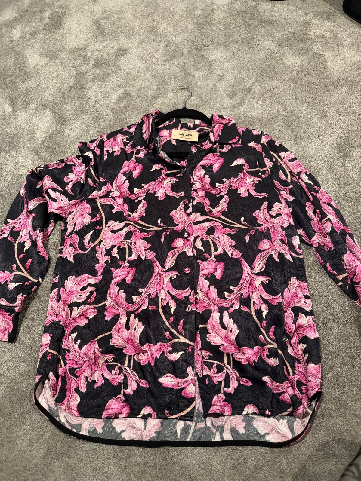 Mos Mosh Cypris Shirt - Zwart met roze bloemenprint, Verzenden, Zo goed als nieuw, Maat 38/40 (M), Zwart