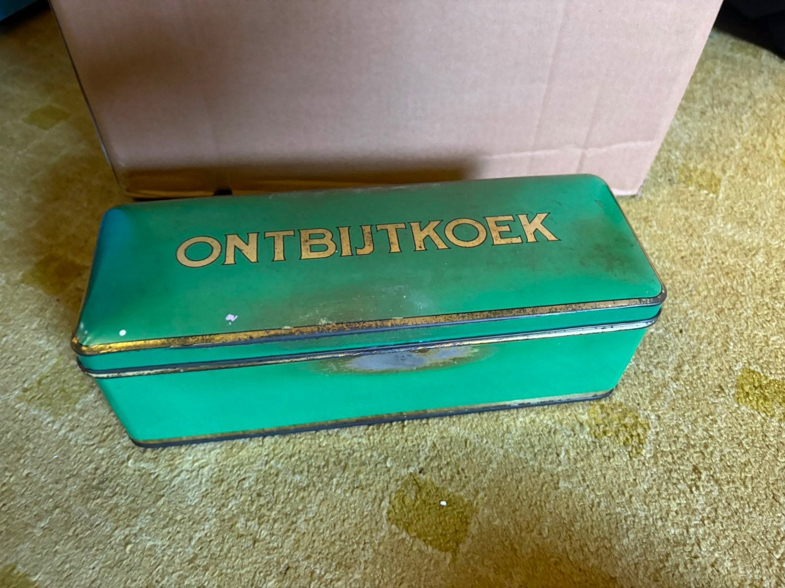 Vintage Groene Ontbijtkoek Blik, Ophalen of Verzenden