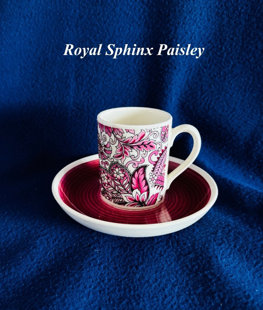 Kop & schotel Royal Sphinx espressoformaat Paisley dessin, Antiek en Kunst, Ophalen