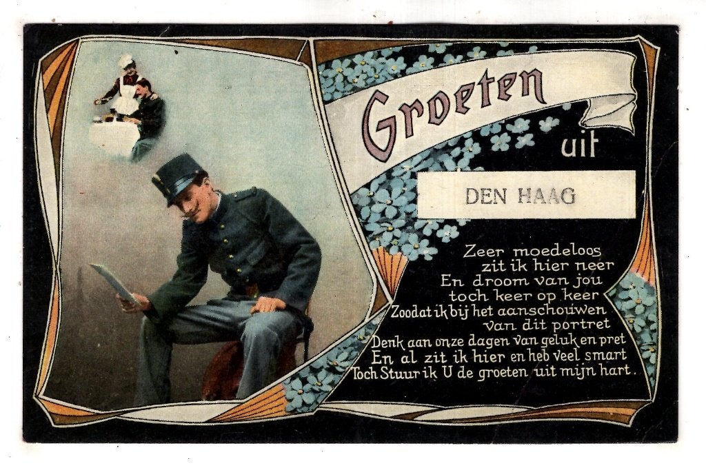 Den Haag Groet Rijmpje Militair Post  1916, Verzamelen, Ansichtkaarten | Nederland, Ophalen of Verzenden, Voor 1920, Gelopen, Zuid-Holland