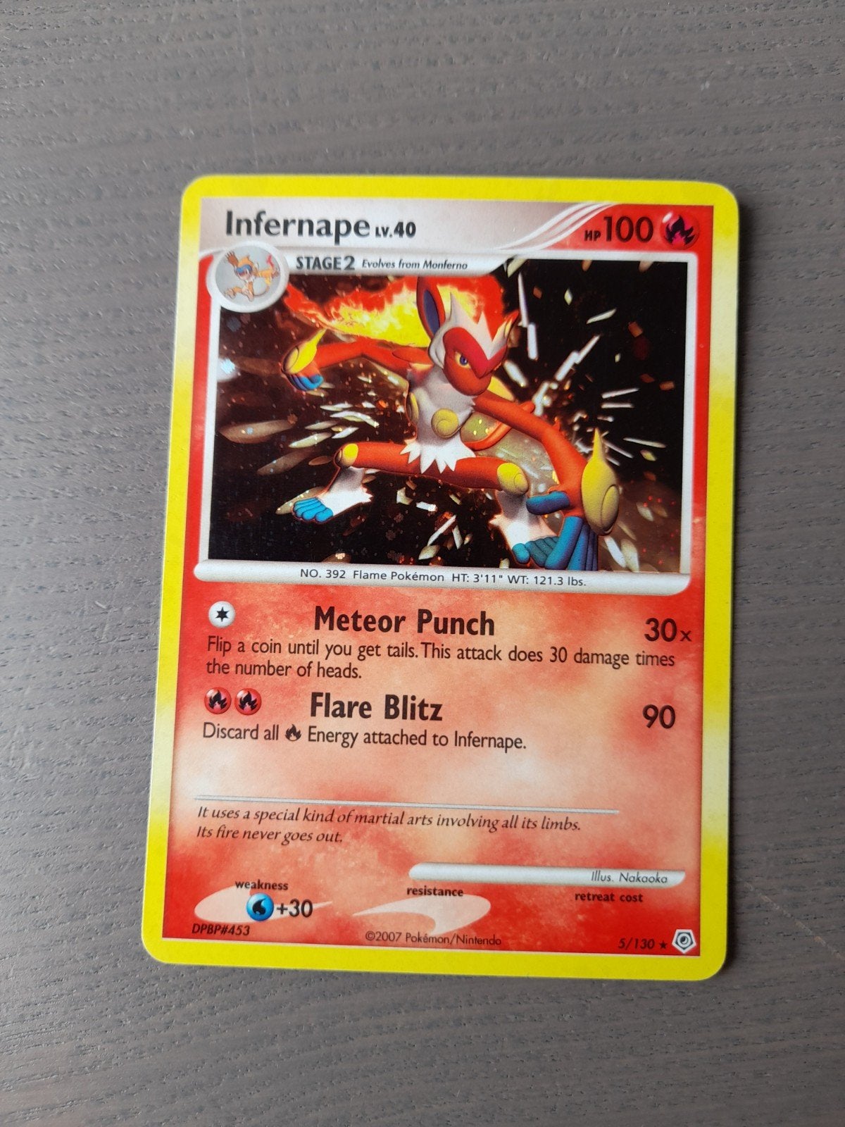 Diamond & pearl 5/130 infernape holo, Ophalen of Verzenden, Gebruikt, Losse kaart, Foil