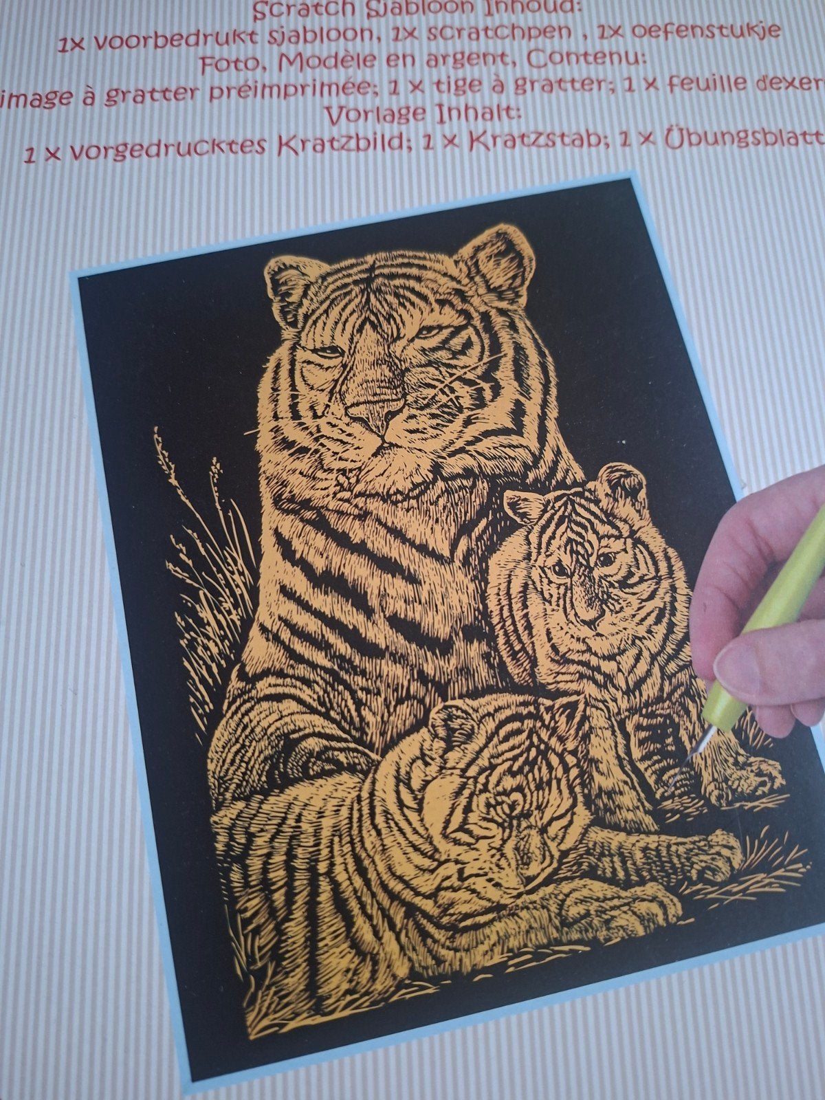 Scratch DIY Tijger Familie Kraskaart Set, Zwart, Dieren, Nieuw, Ophalen of Verzenden