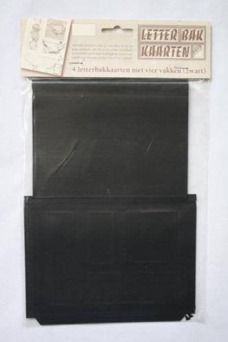 3 pakjes Letterbakkaarten 4 vaks zwart, Hobby en Vrije tijd, Ophalen of Verzenden, Nieuw, Overige thema's, Blanco kaart of Basiskaart