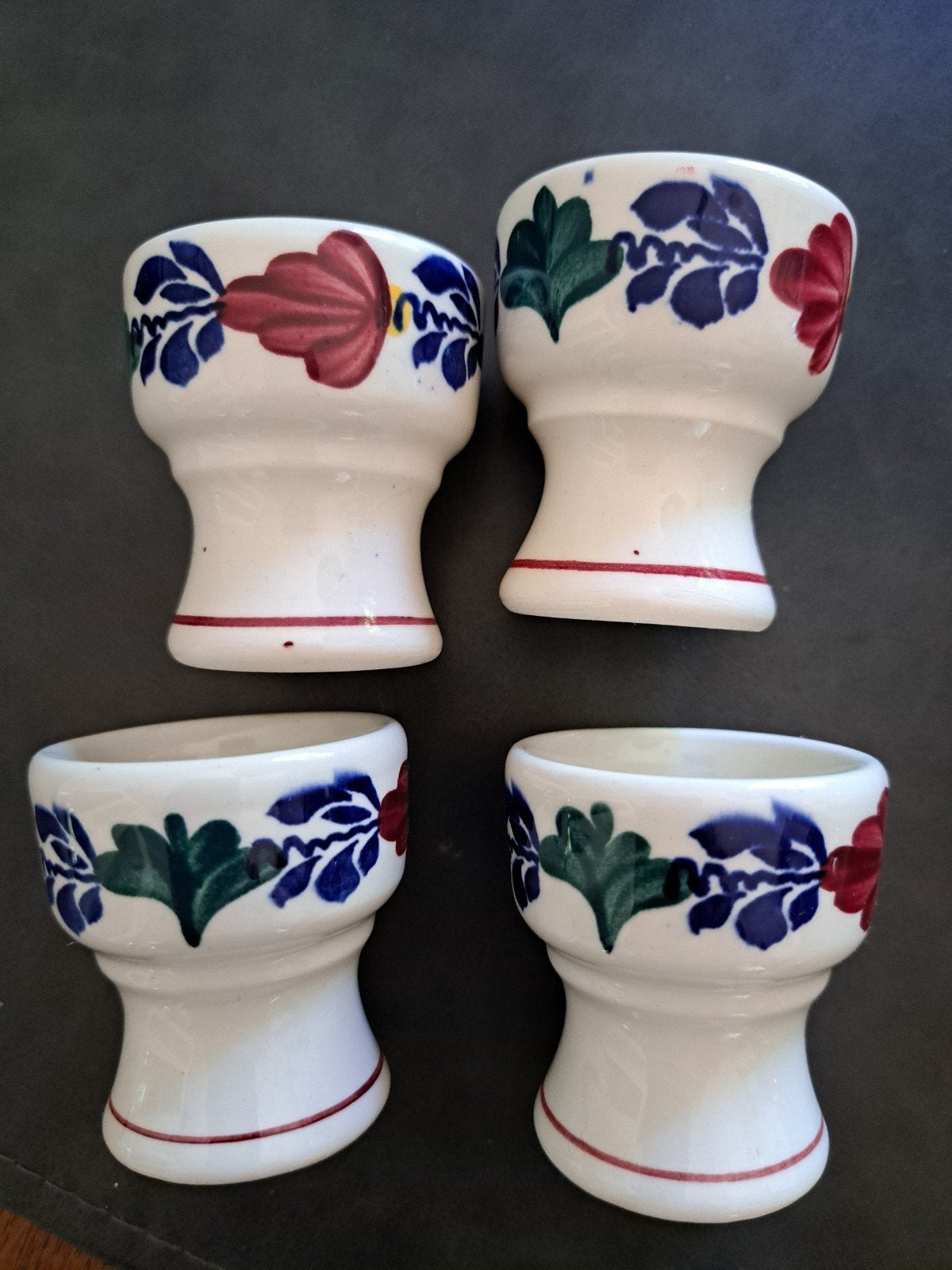 Set van 4 Vintage Royal Boch Boerenbont Eierdopjes, Keramiek, Ophalen of Verzenden, Zo goed als nieuw, Royal Boch
