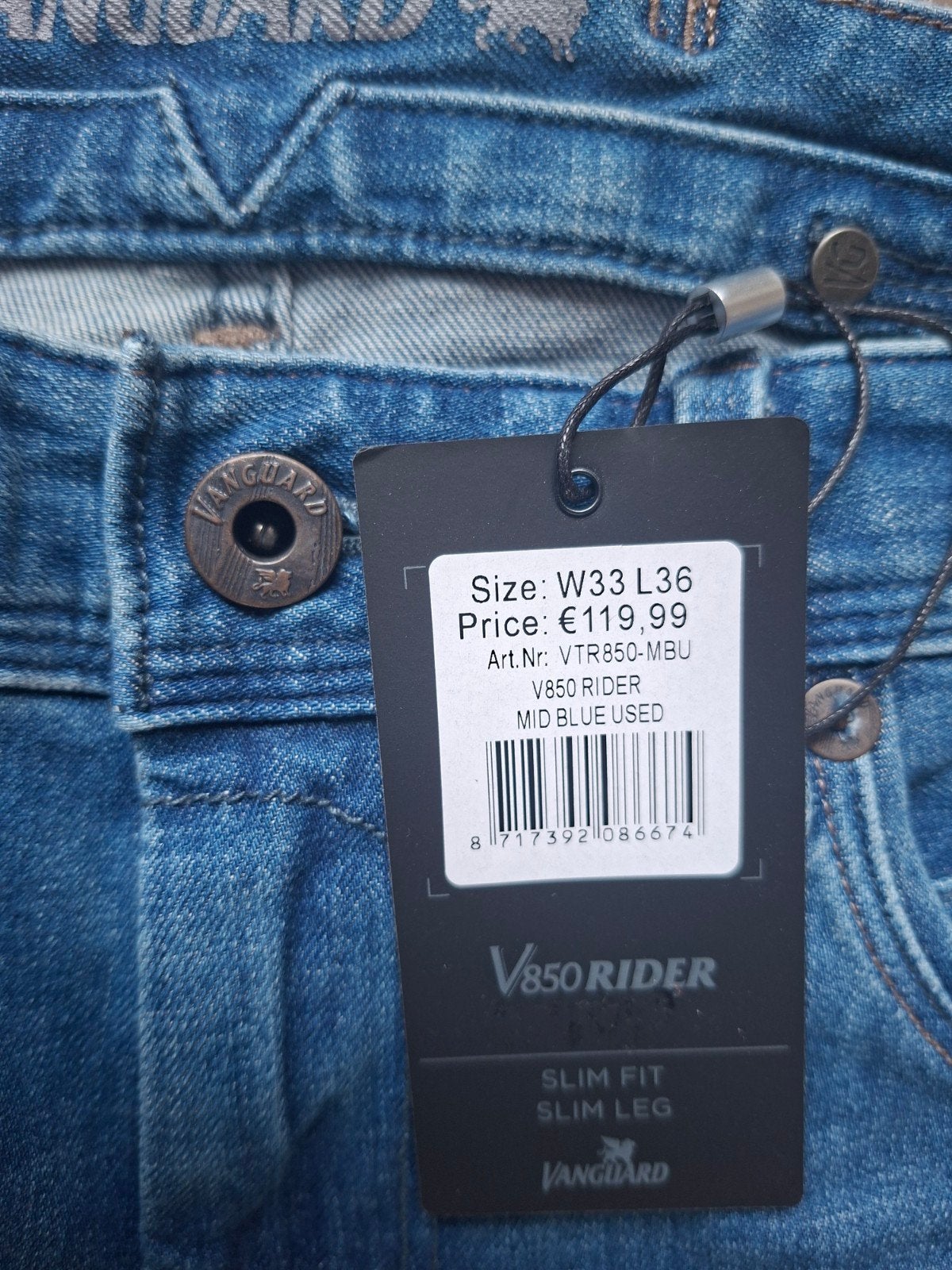 VANGUARD V850 Rider slimfit jeans W33 L36, Blauw, Nieuw, Ophalen of Verzenden, Vanguard