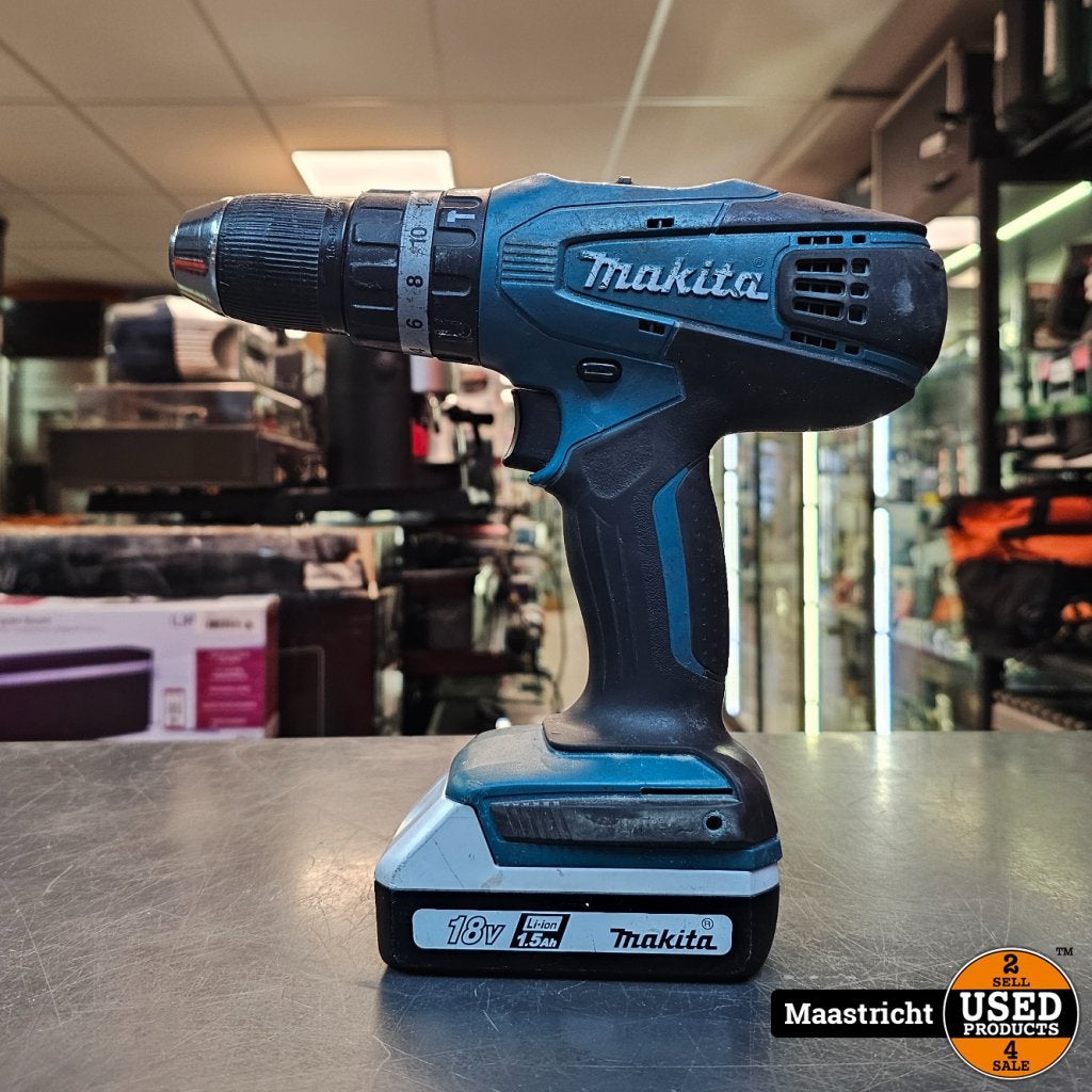 Makita HP457D Boormachine 18v 1.5Ah | Excl Oplader - In Goed, Makita, Gebruikt, Support@makita.com, Makita Corporation, 3-11-8, Sumiyoshi-cho, 
Anjo, Aichi 446-8502
Japan