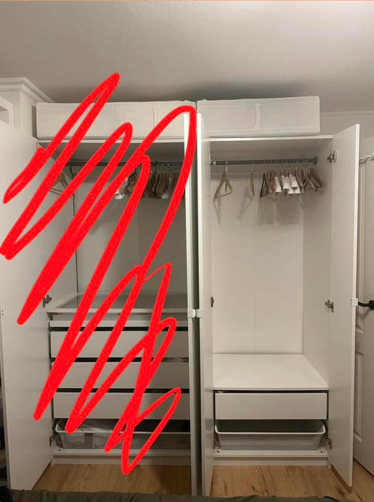 IKEA Pax kast 75x58x201 cm met deuren, roede, plank, lade, Ophalen, 200 cm of meer, 50 tot 100 cm, Zo goed als nieuw