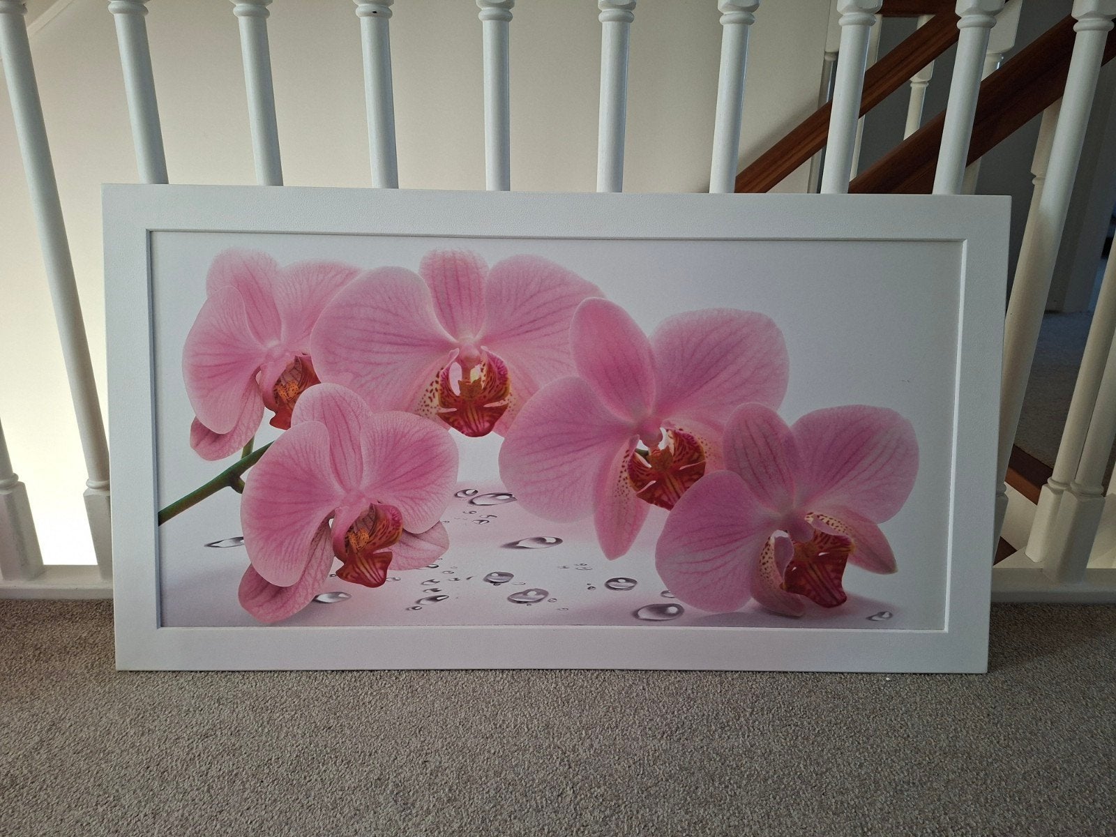 Mooi schilderij met roze orchideeën, Hout, Ophalen of Verzenden, Ingelijst, Print