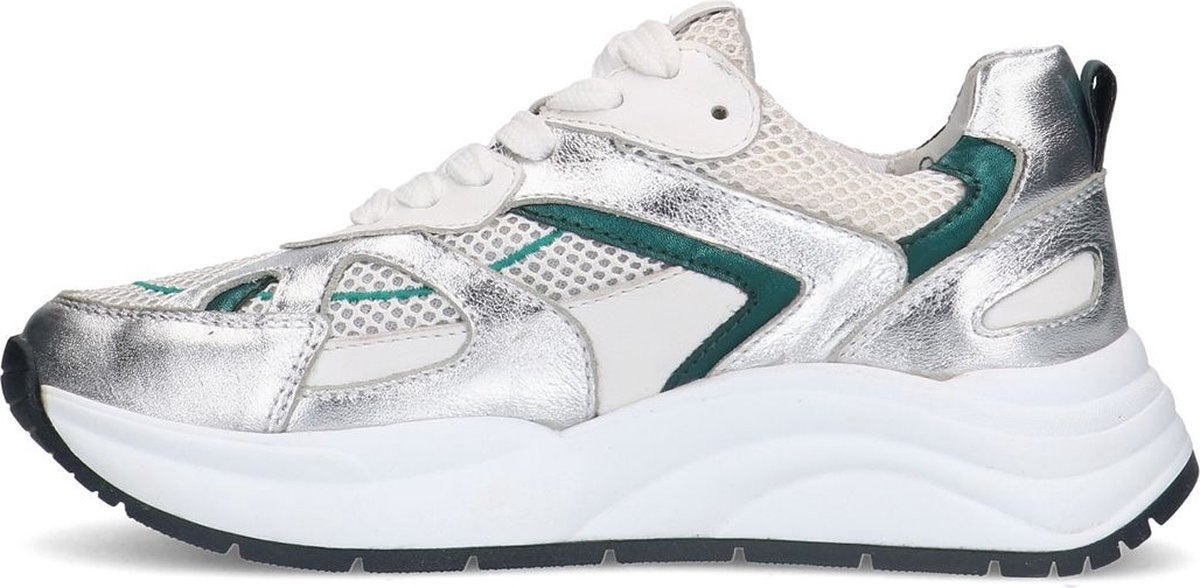 Sacha - sneakers wit / zilver / groen | maat 41, Wit, Ophalen of Verzenden, Sneakers of Gympen, Gedragen