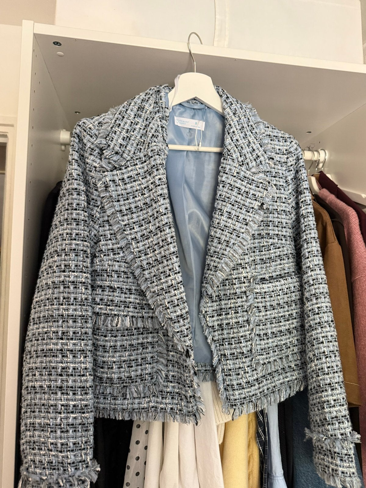Primark Tweed Blazer Maat S - Viral Jasje, Blauw, Ophalen of Verzenden, Zo goed als nieuw, Jasje