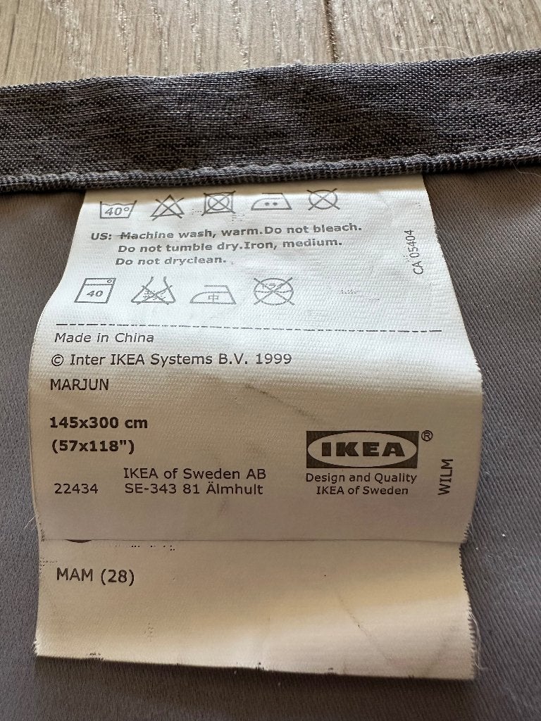 Set of 3 IKEA MARJUN blackout curtains | 145 x 300 cm, Overige materialen, Grijs, 300 cm, Verduisterend