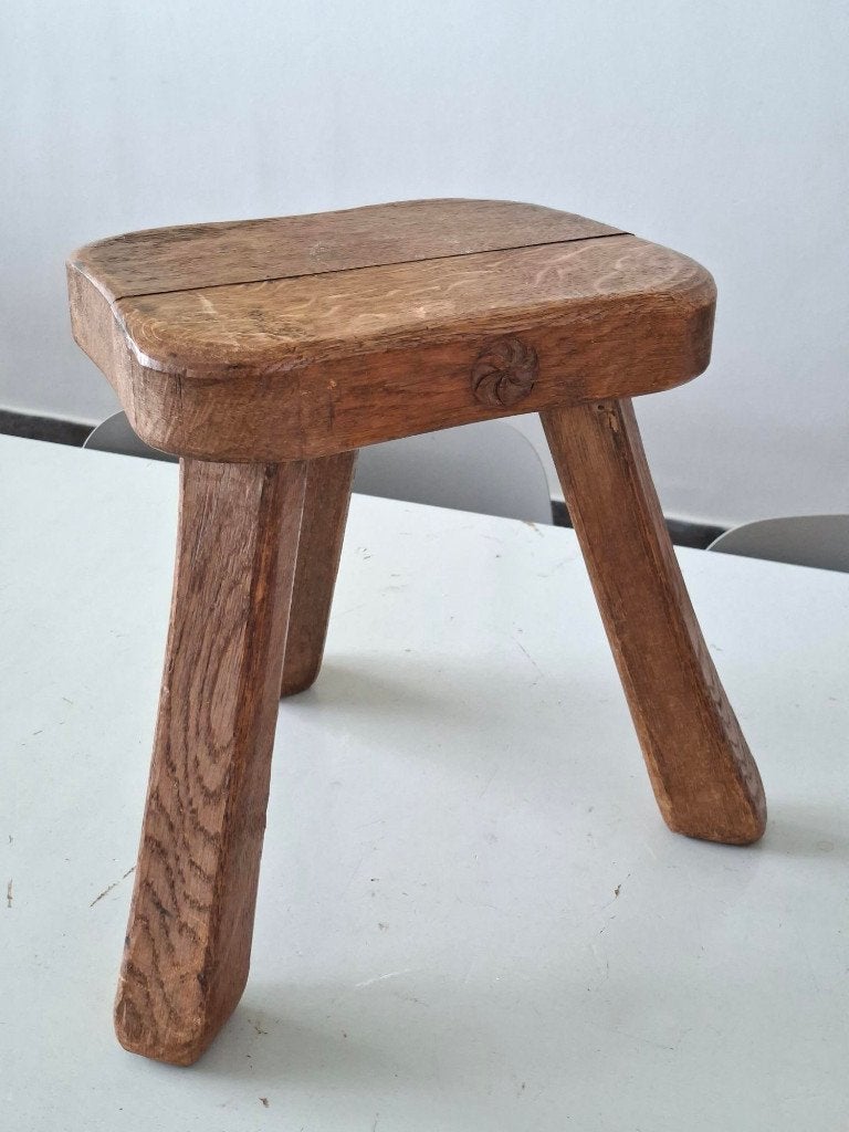 vintage eiken kruk/plantentafel brutalisme jaren 60,70 retro, Huis en Inrichting, Krukjes, Ophalen of Verzenden, Gebruikt, Hout