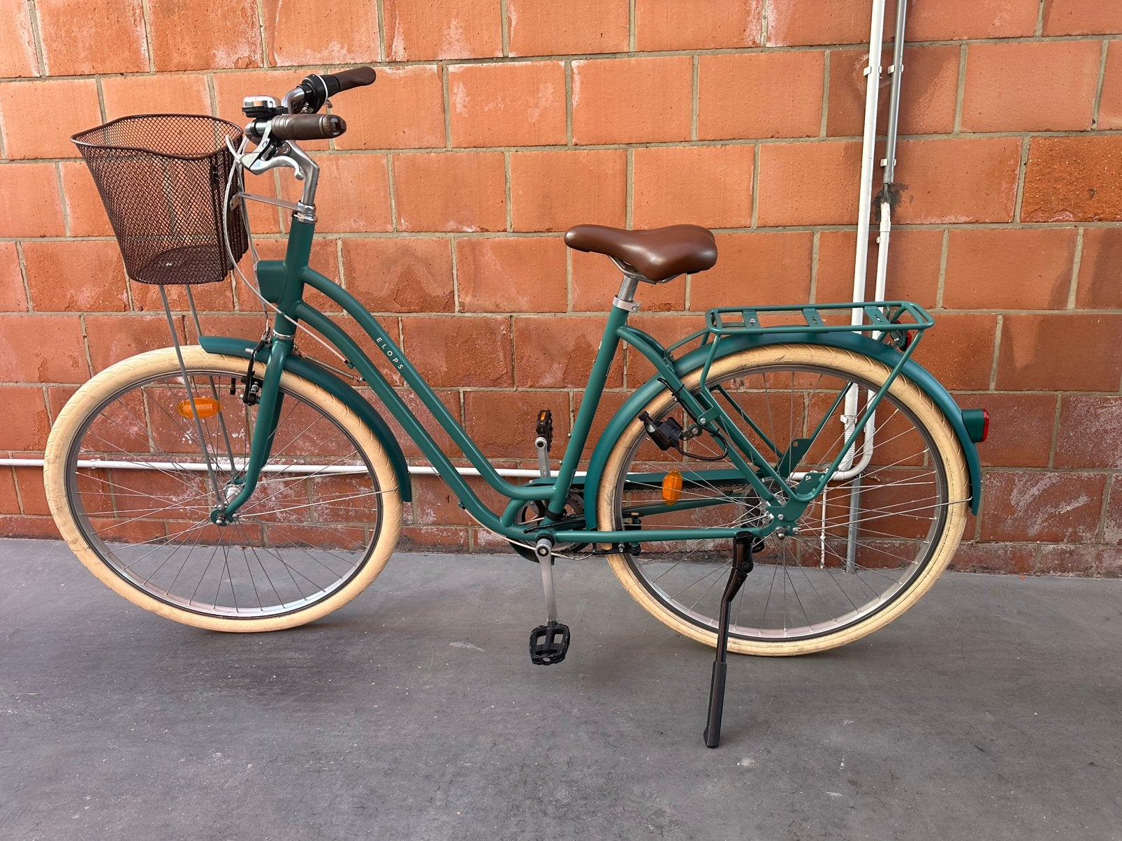 Elops Stadsfiets 520 Laag Frame Groen Maat L/XL, Velgrem, Zo goed als nieuw, Handrem, Ophalen