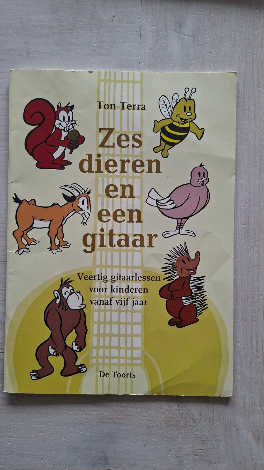 Zes dieren en een gitaar - Gitaarlessen voor kinderen, Boeken, Ophalen of Verzenden, Zo goed als nieuw, Ton Terra, Non-fictie
