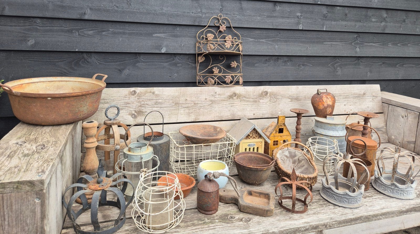 brocante landelijk tuin decoratie roest accessoires hout, Ophalen