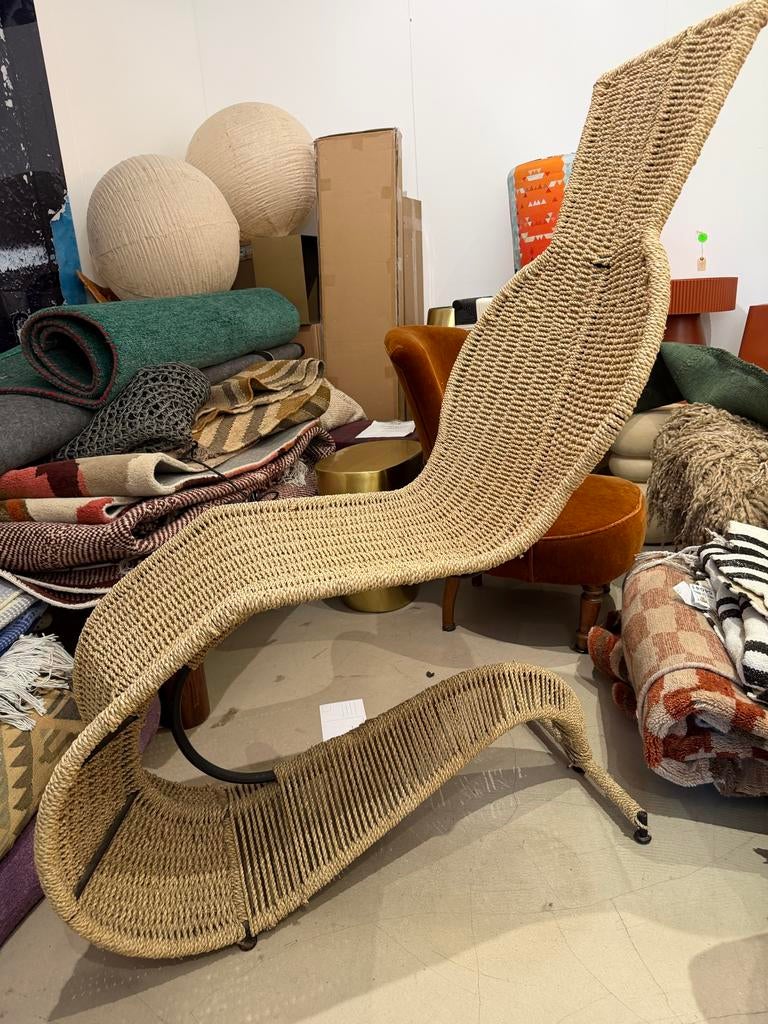 Tom Dixon Chaise Longue in Rotan Stijl, Ophalen, Riet of Rotan, Zo goed als nieuw, 75 tot 100 cm