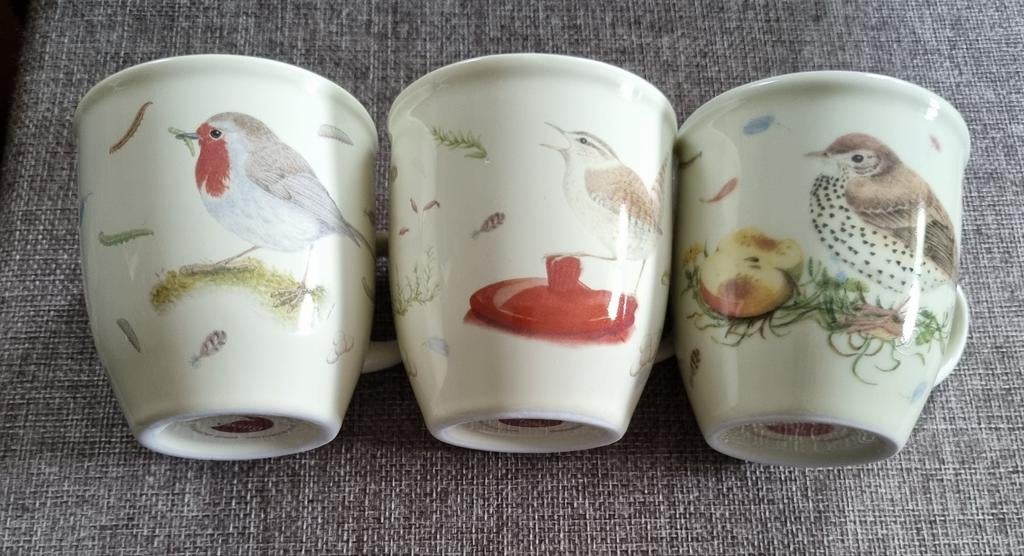 Vivara vogelmokken roodborst,  winterkoning,  lijster., Ophalen of Verzenden, Zo goed als nieuw, Overige stijlen, Kop(pen) en/of Schotel(s)
