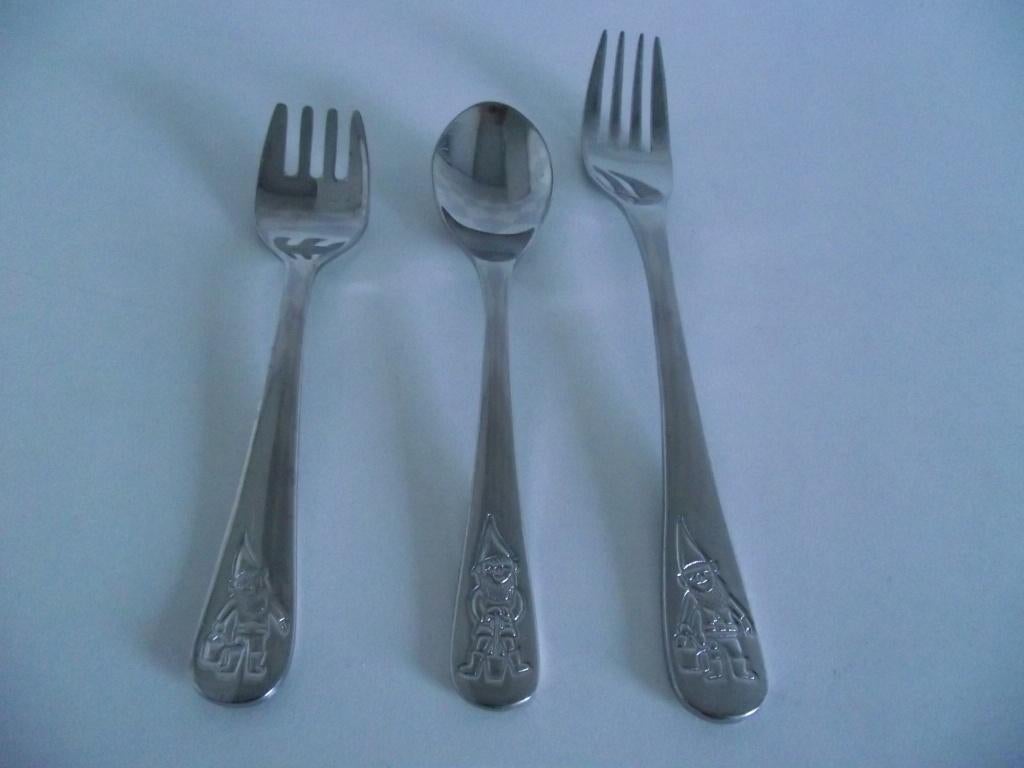 2 RVS kinderbestek Kabouter vork lepel 13 cm WMF 1970 p stuk, Ophalen of Verzenden