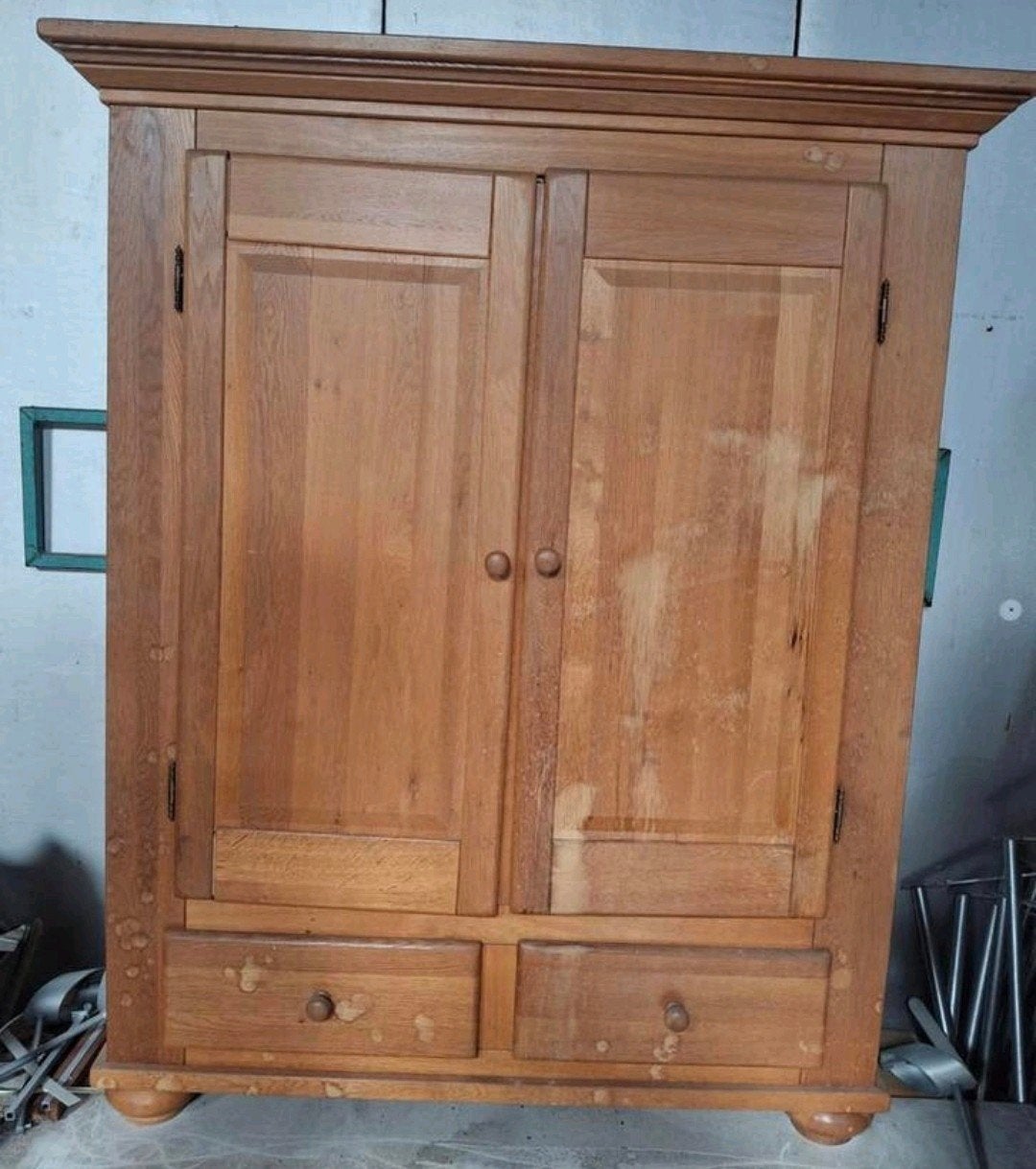 Massief eiken kast, Ophalen, Gebruikt, Eikenhout, 150 tot 200 cm