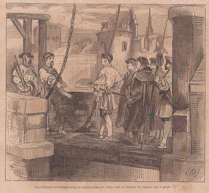Een Geldersch Schildknaap noodigt de Antwerpenaars uit, hunn, Origineel, 1800 - 1899, Militair, Ophalen of Verzenden