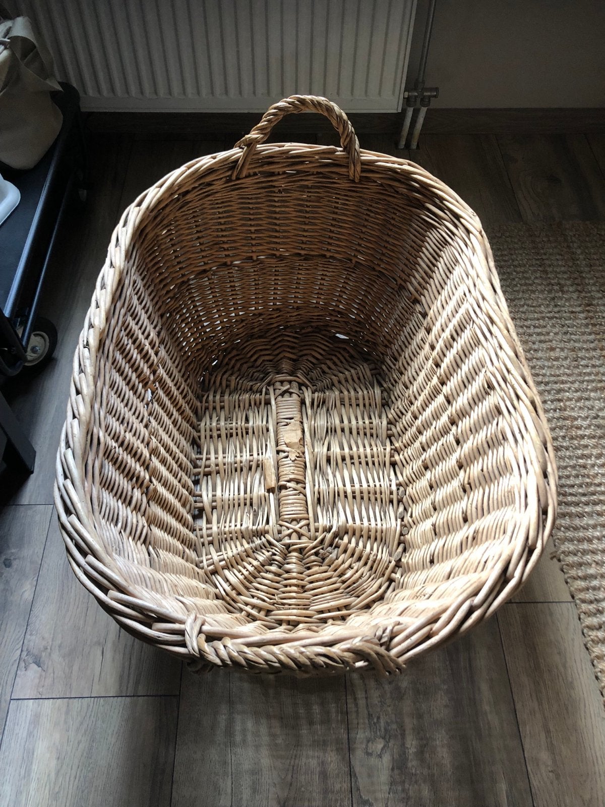 2 x rieten mand : wasmand / opbergmand met handvatten, Ophalen, Gebruikt, Landelijk, Natuurlijk materiaal