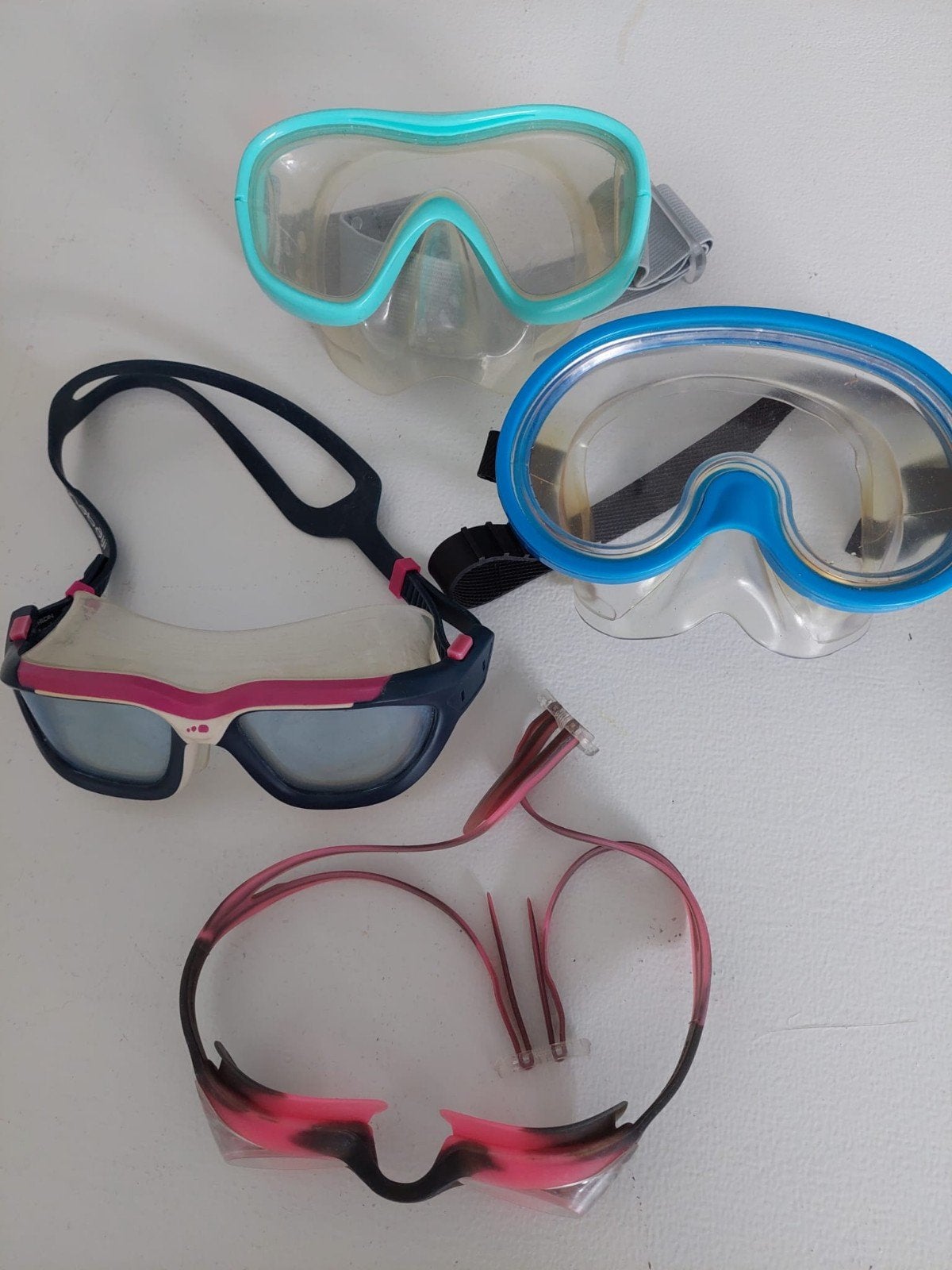 4 duikbrillen, Watersport en Boten, Ophalen, Gebruikt