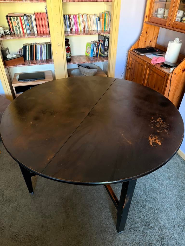 Openklapbare eettafel, Ophalen, Rond, 200 cm of meer, 50 tot 100 cm