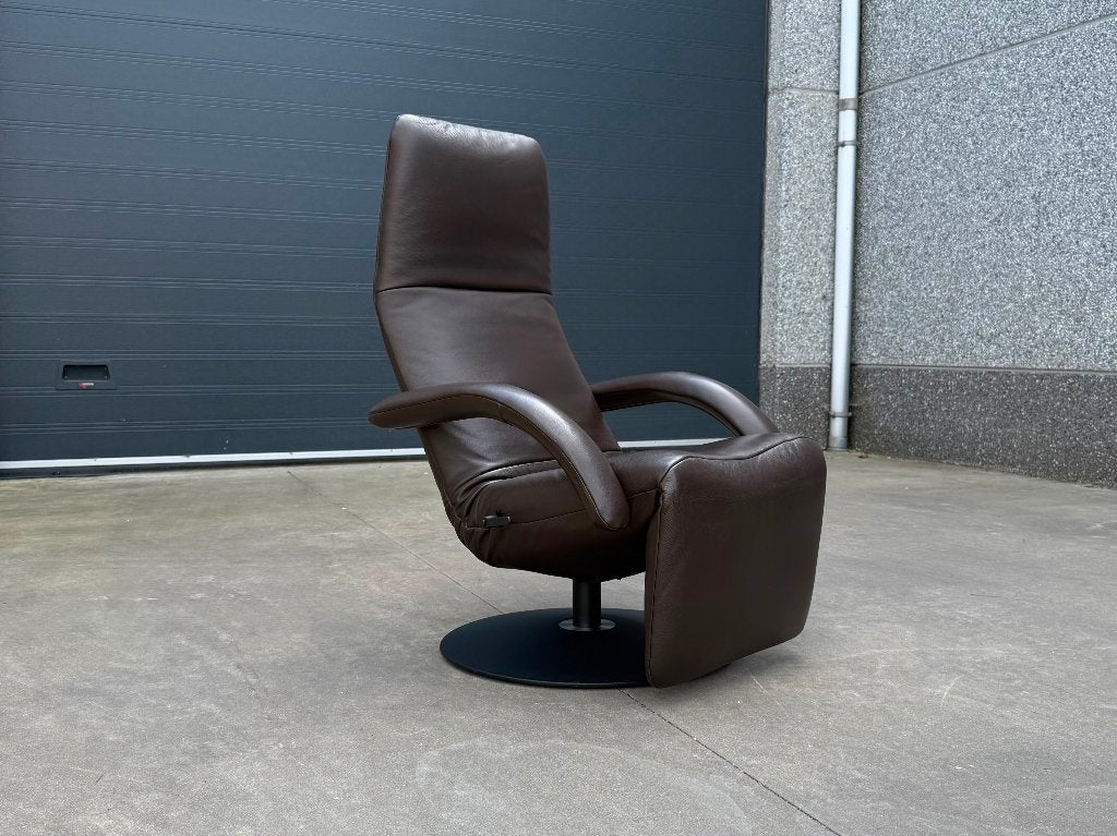 JORI Yoga relaxzetel – donkerbruin leder, medium, Leer, 75 tot 100 cm, Ophalen of Verzenden, Zo goed als nieuw