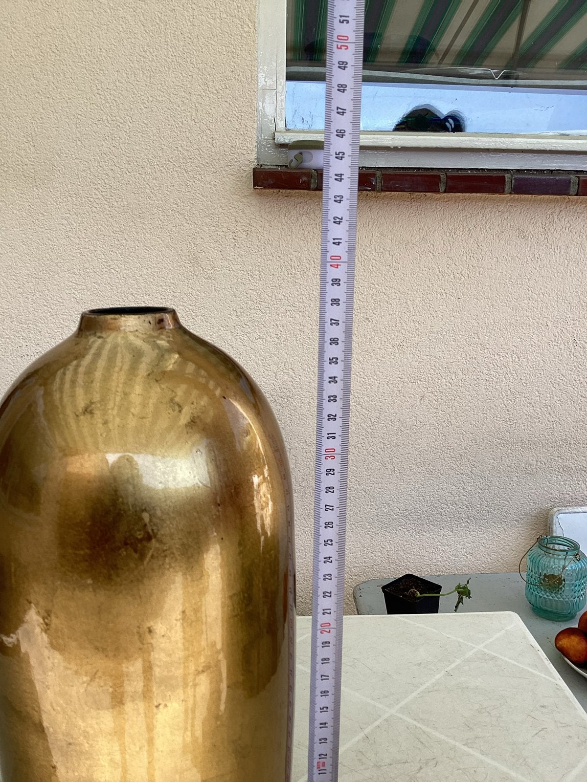 Grote gouden vaas - 37 cm hoog, Antiek en Kunst, Antiek | Vazen, Ophalen of Verzenden