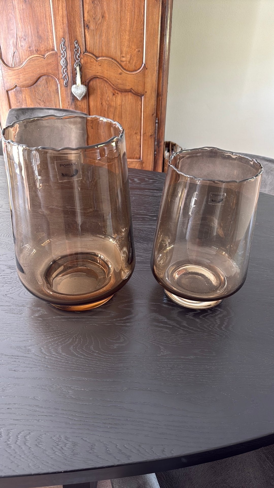 Pomax vazen, Ophalen, Zo goed als nieuw, Bruin, Glas