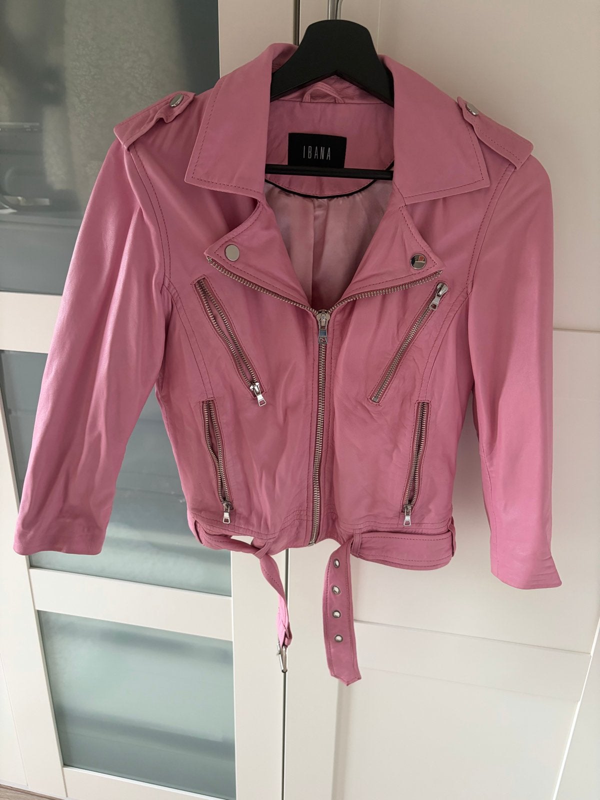 Nieuw roze leren Ibana bikerjack maat 34, Ophalen of Verzenden, Nieuw, Maat 34 (XS) of kleiner, Roze