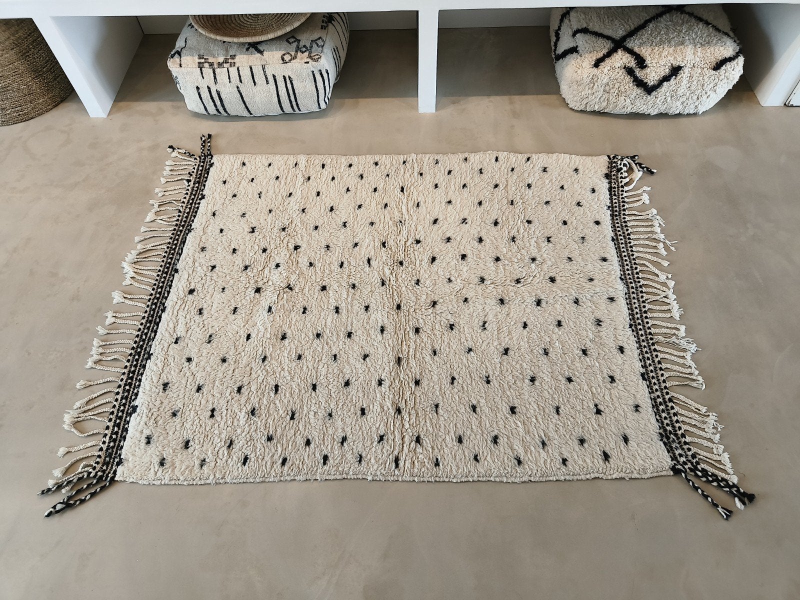 Marokkaanse Beni Ouarain vloerkleed tapijt kleed marokko, Ophalen, Bohemian, Scandinavisch, Berber, Crème, Zo goed als nieuw