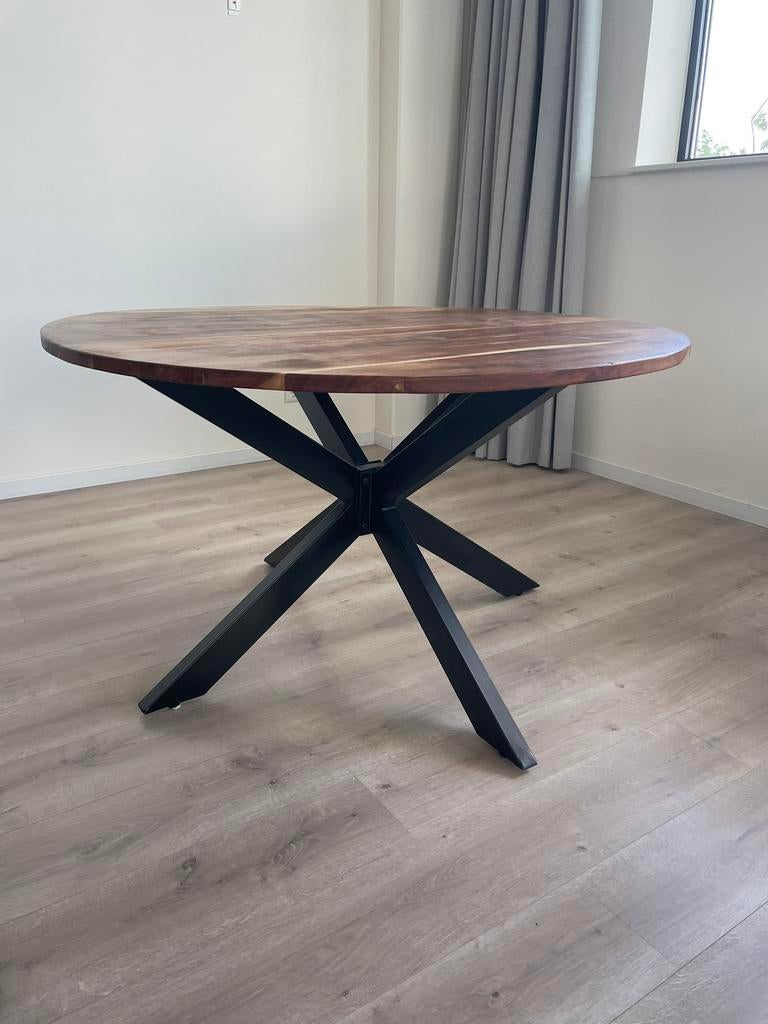 Ronde eetkamertafel, Huis en Inrichting, Tafels | Eettafels, Gebruikt, Rond, Vijf personen of meer, Industrieel