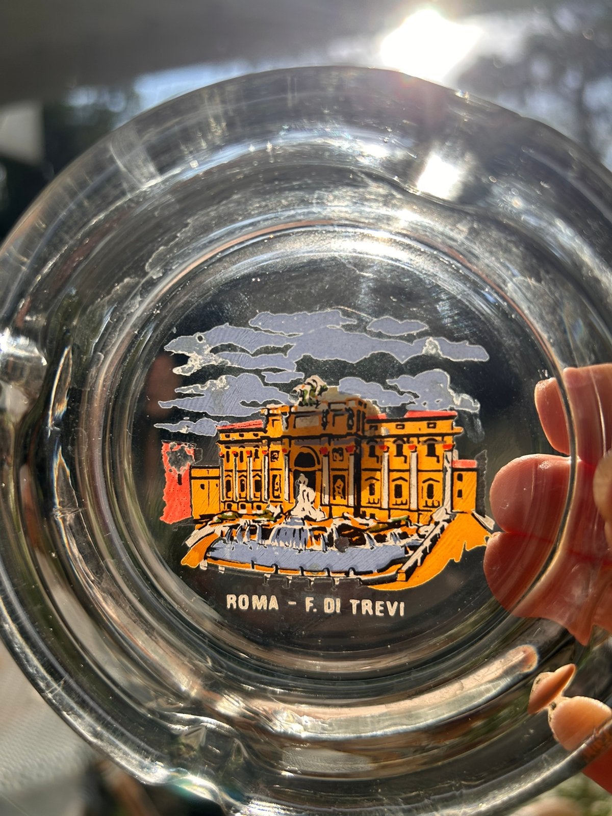 Vintage glazen asbakje Trevi fontein, Ophalen of Verzenden, Asbak